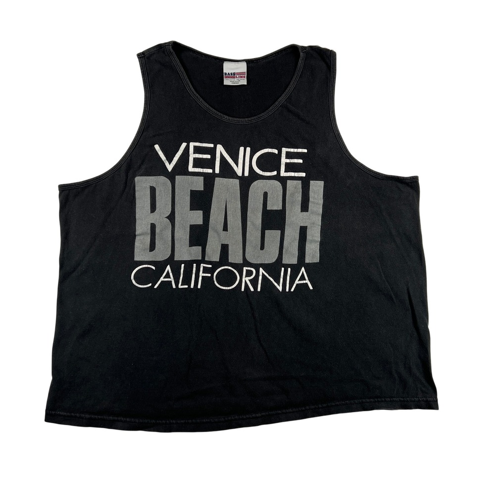 VTG 90s Baseline Venice Beach California Tank Top Mens XL Sleeveless Black‎ USA